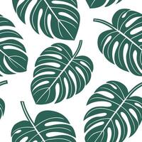 Flat Tropical leaf seamless tile pattern with oversized foliage and vibrant greens for lush and lively interiors concept as Oversized foliage with vibrant greens create tropical le Clean Pro vector