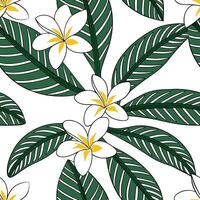 Flat Tropical floral mandala seamless tile pattern with lush green leaves and bright floral centers ideal for sunny lounges concept as Lush green leaves and bright floral centers c Clean Pro vector