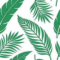 Flat Tropical palm leaf seamless tile pattern with lush green palms and vibrant accents on a white background ideal for sunny lounges concept as Lush green palm leaves with vibrant Clean Pro vector