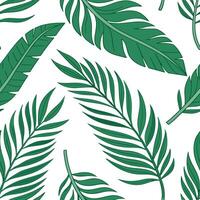 Flat Tropical fern seamless tile pattern with vibrant green ferns and tropical leaves on a white background ideal for sunny kitchens concept as Vibrant green ferns and tropical lea Clean Pro 5 vector