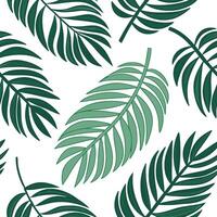 Flat Tropical palm leaf seamless tile pattern with lush green palms and vibrant accents on a white background ideal for sunny lounges concept as Lush green palm leaves with vibrant Clean Pro 3 vector