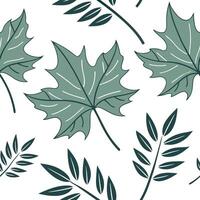Flat Tropical maple leaves seamless pattern with vibrant colors and exotic elements on white concept as Vibrant tropical maple leaves with exotic elements forming a lively seamless Clean Pro vector