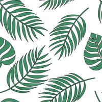 Flat Tropical palm leaf seamless tile pattern with lush green palms and vibrant accents on a white background ideal for sunny lounges concept as Lush green palm leaves with vibrant Clean Pro 2 vector