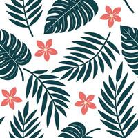 Flat Tropical rainforest seamless tile pattern with dense foliage and vibrant floral accents for exotic home settings concept as Dense foliage and vibrant floral accents create tro Clean Pro vector