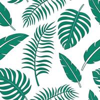 Flat Tropical fern seamless tile pattern with vibrant green ferns and tropical leaves on a white background ideal for sunny kitchens concept as Vibrant green ferns and tropical lea Clean Pro 7 vector