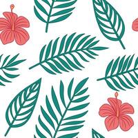Flat Tropical seamless tile pattern featuring vibrant flowers and lush leaves with high contrast colors suitable for beach themed spaces concept as Vibrant flowers and lush leaves Clean Pro 2 vector