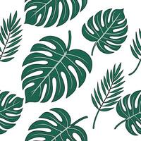 Flat Tropical rainforest leaf repeat seamless tile pattern with dense foliage and vibrant greens for exotic home settings concept as Dense foliage with vibrant greens create tropic Clean Pro vector