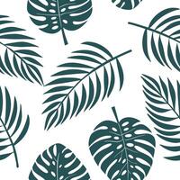 Flat Tropical summer leaves seamless tile pattern with monstera and palm leaves for exotic decor concept as Exotic monstera and palm leaves arranged seamlessly to create a tropical Clean Pro 2 vector