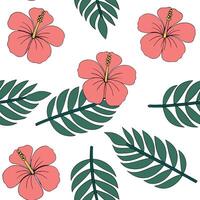 Flat Tropical summer seamless pattern with exotic flowers and vivid tropical foliage for an adventurous design concept as Exotic summer flower pattern with tropical flowers and viv Clean Pro 2 vector
