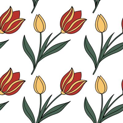 Flat Turkish vibrant kilim patterns and tulips seamless tile pattern with rich reds and vibrant yellows for cultural decor concept as Rich red and vibrant yellow kilim patterns wit Clean Pro