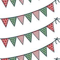 Flat Upcycled Fabric Christmas Garland concept as A seamless minimal background featuring a repeating pattern of Christmas garlands made from upcycled fabric scraps in various colo Clean Pro vector