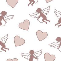 Flat Valentine hearts and cupids seamless tile pattern with playful elements and bright pink tones for cheerful decor concept as Playful hearts and cupids with bright pink tones ar Clean Pro 2 vector