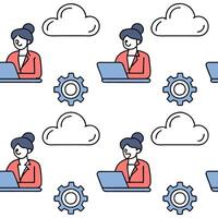 flat business people smart working online anywhere with technology cloud computing server service concept concept as Business people working remotely using technology and cl Clean Pro vector