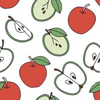 Flat Vibrant autumn apples seamless tile pattern with juicy red and green apples for a fresh fall look concept as Juicy red and green apples create a vibrant autumn apples seamless Clean Pro vector