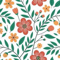 Flat Vibrant autumn floral bouquet seamless tile pattern with colorful blossoms and lush greenery concept as Colorful autumn blossoms and lush greenery create a vibrant seamless fl Clean Pro vector