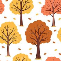 Flat Vibrant autumn forest seamless tile pattern with colorful trees and fallen leaves concept as Colorful autumn trees and fallen leaves create a vibrant forest themed seamless ti Clean Pro vector