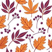 Flat Vibrant autumn leaves and berries seamless tile pattern with rich reds oranges and purples concept as Rich red orange and purple autumn leaves and berries create a vibrant sea Clean Pro vector