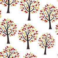 Flat Vibrant autumn trees seamless tile pattern with colorful leaves and acorns for lively fall spaces concept as Colorful autumn leaves and acorns arranged seamlessly to create li Clean Pro vector