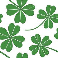 Flat Vibrant green clover leaves seamless pattern with overlapping clovers and natural textures on white backdrop concept as Overlapping vibrant green clovers with natural textures Clean Pro vector