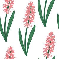 Flat Vibrant hyacinth seamless tile pattern with soft pastel colors and sweet fragrant blooms concept as Soft pastel hyacinths with fragrant blooms form a fresh seamless spring til Clean Pro vector