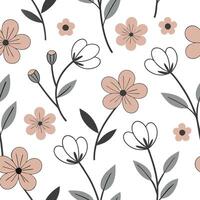 Flat Vintage summer flowers seamless pattern with muted colors and delicate textures for a retro aesthetic concept as Retro summer flowers pattern with muted tones and delicate tex Clean Pro vector