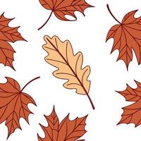 Flat Warm autumn leaf collage seamless tile pattern with mixed foliage and rich colors concept as Mixed autumn foliage in rich colors create a warm leaf collage seamless tile patte Clean Pro vector