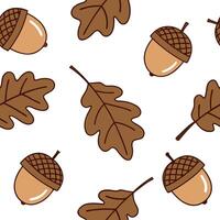 Flat Warm autumn plaid and acorns seamless tile pattern with rustic textures concept as Autumn plaid combined with warm acorns create a rustic seamless tile pattern with cozy textu Clean Pro vector