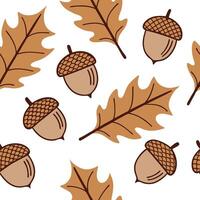 Flat Warm autumn leaf and acorn seamless tile pattern with rich colors and cozy textures concept as Rich colored autumn leaves and acorns create a warm leaf and acorn seamless tile Clean Pro vector