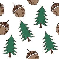 Flat Warm autumn trees seamless tile pattern with chestnut and fir trees for inviting seasonal decor concept as Chestnut and fir trees arranged seamlessly to create warm and inviti Clean Pro 2 vector