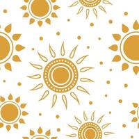 Flat Warm summer sun seamless pattern with sun circles and golden tones for a cheerful vibe concept as Bright sun circles and golden tones arranged in a seamless pattern for a chee Clean Pro vector