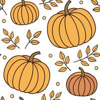 Flat Warm pumpkin patch seamless tile pattern with assorted pumpkins gourds and fall accents concept as Assorted pumpkins and gourds with fall accents create a warm pumpkin patch s Clean Pro vector