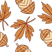 Flat Warm toned plaid and leaf seamless tile pattern with autumn inspired colors and textures concept as Autumn inspired warm tones in plaid and leaf patterns create a cozy seamles Clean Pro vector