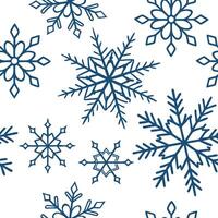 Flat Winter snowflake seamless tile pattern with intricate designs and icy blue tones for serene home decor concept as Intricate snowflake designs and icy blue tones arranged seaml Clean Pro vector