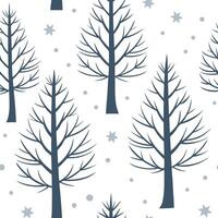 Flat Winter trees seamless pattern with snow covered branches and icy textures for a peaceful cold season design concept as Serene winter trees pattern with snow covered branches a Clean Pro 4 vector