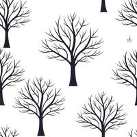 Flat Winter trees seamless pattern with snow covered branches and icy textures for a peaceful cold season design concept as Serene winter trees pattern with snow covered branches a Clean Pro 2 vector