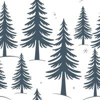 Flat Winter trees seamless pattern with snow covered branches and icy textures for a peaceful cold season design concept as Serene winter trees pattern with snow covered branches a Clean Pro 11 vector