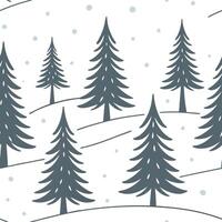 Flat Winter trees seamless pattern with snow covered branches and icy textures for a peaceful cold season design concept as Serene winter trees pattern with snow covered branches a Clean Pro 14 vector