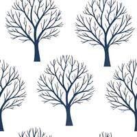 Flat Winter trees seamless pattern with snow covered branches and icy textures for a peaceful cold season design concept as Serene winter trees pattern with snow covered branches a Clean Pro 8 vector