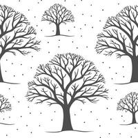 Flat Winter trees seamless pattern with snow covered branches and icy textures for a peaceful cold season design concept as Serene winter trees pattern with snow covered branches a Clean Pro 15 vector
