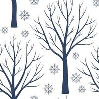 Flat Winter whites seamless pattern with snowflakes frosted trees and soft snow for a serene peaceful winter design concept as Serene winter whites pattern with snowflakes frosted Clean Pro vector