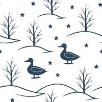 Flat Winter whites seamless pattern with snowflakes frosted trees and soft snow for a serene peaceful winter design concept as Serene winter whites pattern with snowflakes frosted Clean Pro 8 vector