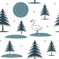 Flat Winter whites seamless pattern with snowflakes frosted trees and soft snow for a serene peaceful winter design concept as Serene winter whites pattern with snowflakes frosted Clean Pro 9 vector