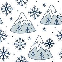 Flat Winter whites seamless pattern with snowflakes frosted trees and soft snow for a serene peaceful winter design concept as Serene winter whites pattern with snowflakes frosted Clean Pro 13 vector