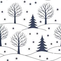 Flat Winter whites seamless pattern with snowflakes frosted trees and soft snow for a serene peaceful winter design concept as Serene winter whites pattern with snowflakes frosted Clean Pro 12 vector
