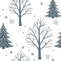 Flat Winter whites seamless pattern with snowflakes frosted trees and soft snow for a serene peaceful winter design concept as Serene winter whites pattern with snowflakes frosted Clean Pro 16 vector