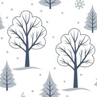 Flat Winter whites seamless pattern with snowflakes frosted trees and soft snow for a serene peaceful winter design concept as Serene winter whites pattern with snowflakes frosted Clean Pro 14 vector