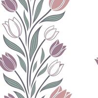 Floral seamless pattern with spring tulips and pastel shades for elegant interiors concept as Elegant tulips and soft pastel colors seamlessly arranged in a pattern for refined and Clean Pro vector