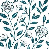 Floral vintage embroidery seamless tile pattern botanical elements isolated white background perfect for garden themes concept as Creating seamless tile pattern with floral vintage Clean Pro vector