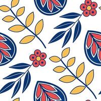 Folk art seamless pattern with bright primary colors and bold shapes for a striking contemporary ethnic design concept as Striking folk art pattern with bright primary colors and b Clean Pro vector