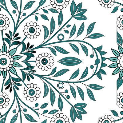 Floral vintage medallion seamless tile pattern botanical elements on white background perfect for garden themes concept as Designing seamless tile with floral vintage medallion pat Clean Pro